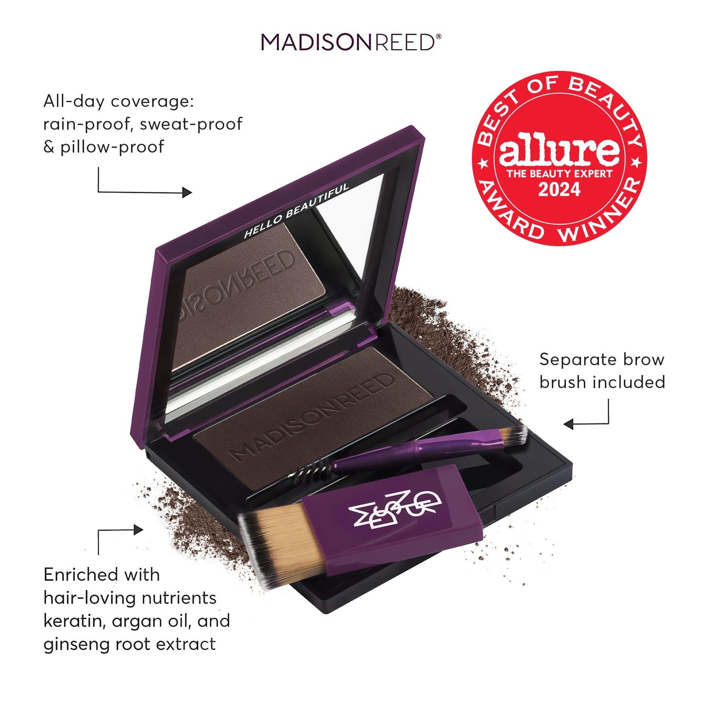 Madison Reed Root Touch Up + Brow Filler, Ombra Dark Brown - Instant Gray Coverage, Fills Brows & Thinning Hairlines, Rain/Sweat/Pillow-Proof, Smart Beauty & Personal Care Madison Reed