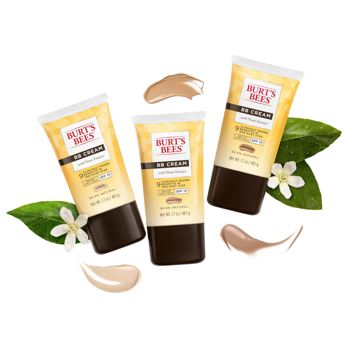 Burt's Bees BB Cream With SPF 15, Broad-Spectrum Sunscreen Tinted Lotion for All Skin Types, 98.9 Percent Natural Origin Skin Care, Light to Medium,
