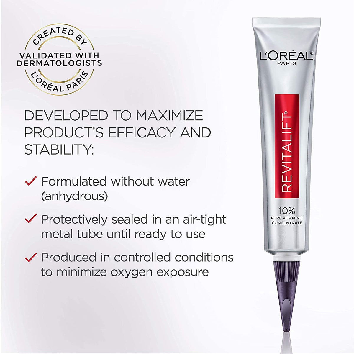 L'Oreal Paris Revitalift 10% Pure Vitamin C Face Serum for Brighter Skin & Reduced Wrinkles, Fragrance Free, 1 0z.