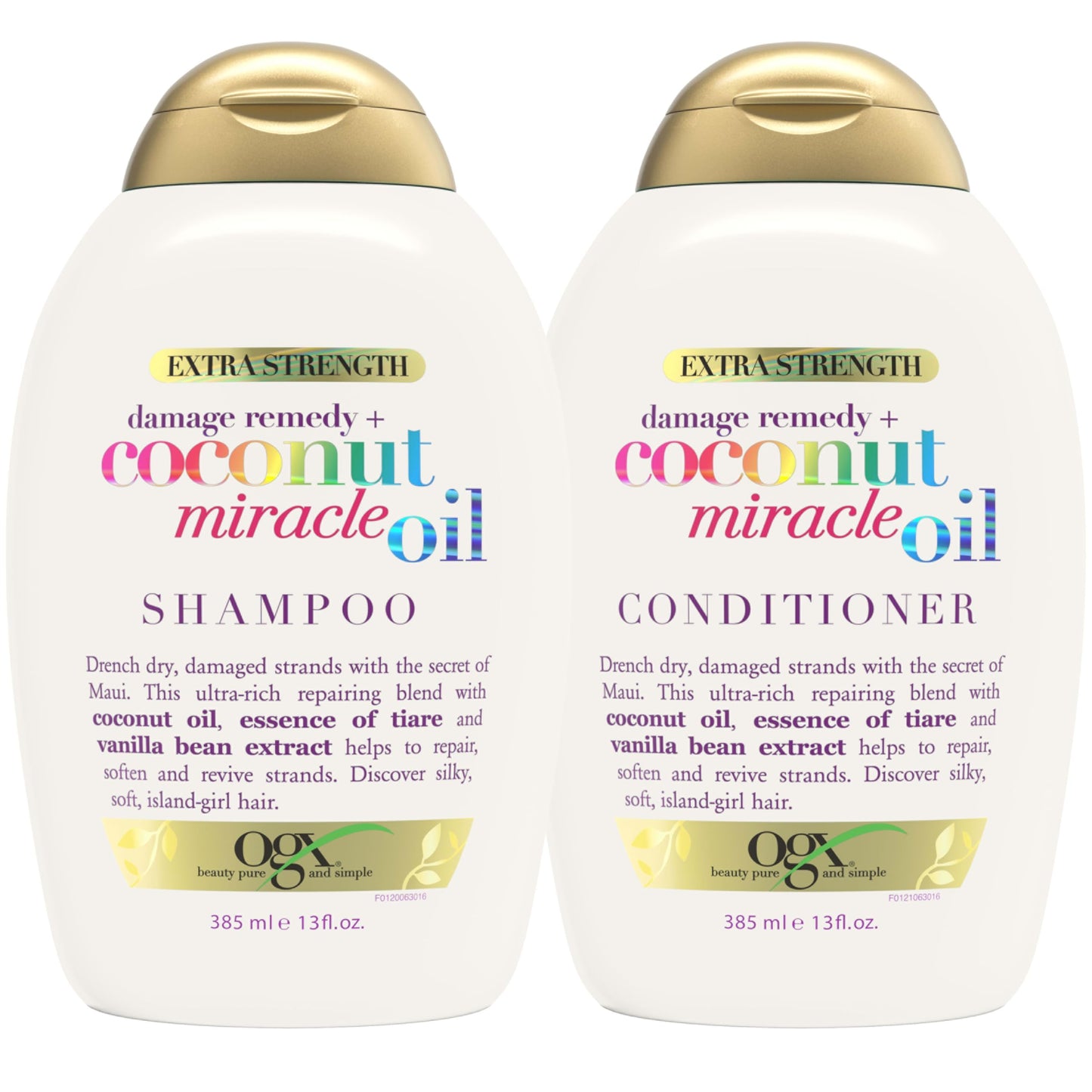 OGX Extra Strength Damage Remedy + Coconut Miracle Oil Shampoo & Conditioner for Dry, Frizzy or Coarse Hair, Hydrating & Flyaway Taming Conditioner Beauty & Personal Care OGX