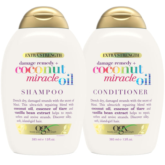 OGX Extra Strength Damage Remedy + Coconut Miracle Oil Shampoo & Conditioner for Dry, Frizzy or Coarse Hair, Hydrating & Flyaway Taming Conditioner Beauty & Personal Care OGX