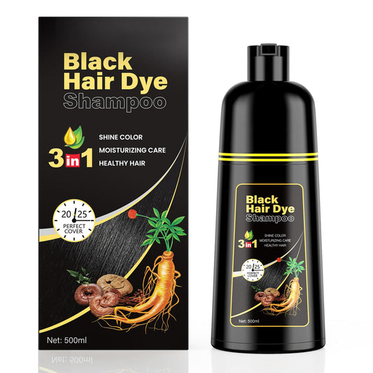 KINGMING Black Hair Dye Shampoo 3 in 1 for Gray Hair, Hair Color Shampoo for Women Men Grey Hair Coverage, Herbal Ingredients Champu Con Tinte Para Beauty and Personal Care Kingming Default Title