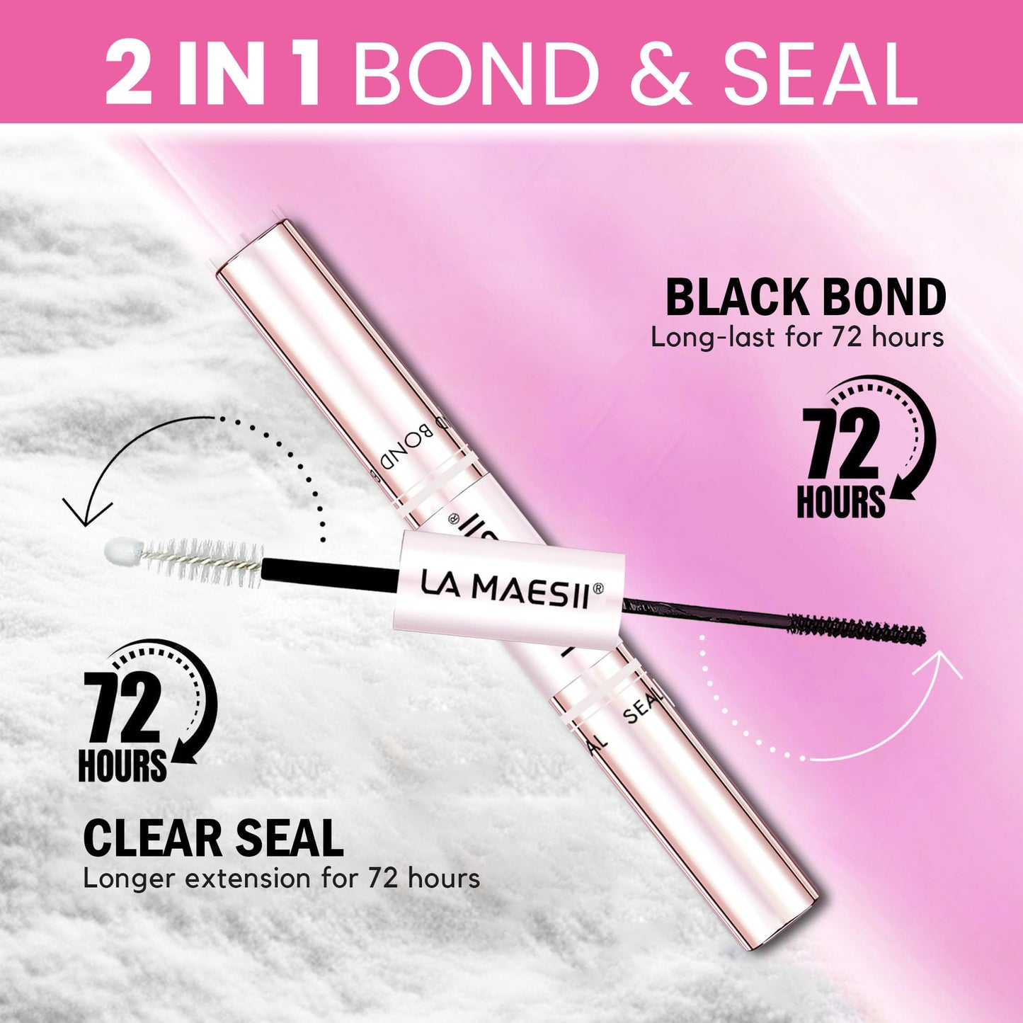 LA MAESII Lash Cluster Glue, Lash Bond and Seal for Eyelash Clusters, 10ml Bond and Seal, Waterproof, 2-in-1 Home Use, Strong Hold for 72H Beauty and Personal Care La Maesii