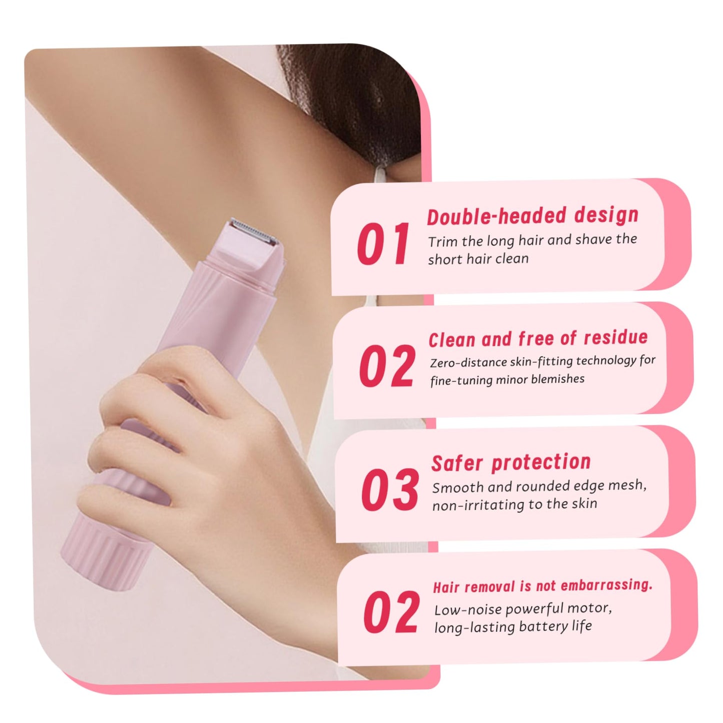 1PC Electric Bikini Trimmer for Women, 2 in 1 Ladies Electric Shaver, Washable Dual Head Shaver Women, Rechargeable Portable Bikini Trimmer for Legs Beauty and Personal Care Gcroet