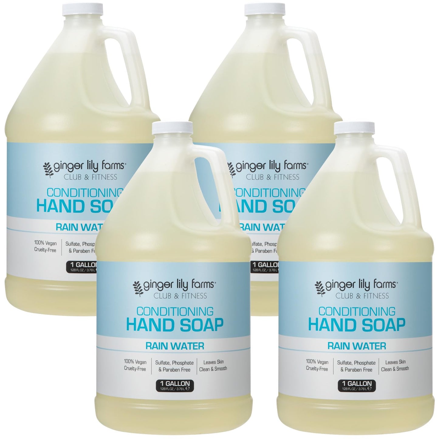 Ginger Lily Farms Club & Fitness Conditioning Liquid Hand Soap Refill, 100% Vegan & Cruelty-Free, Rain Water Scent, 1 Gallon (Pack of 4) Beauty & Personal Care Ginger Lily Farms