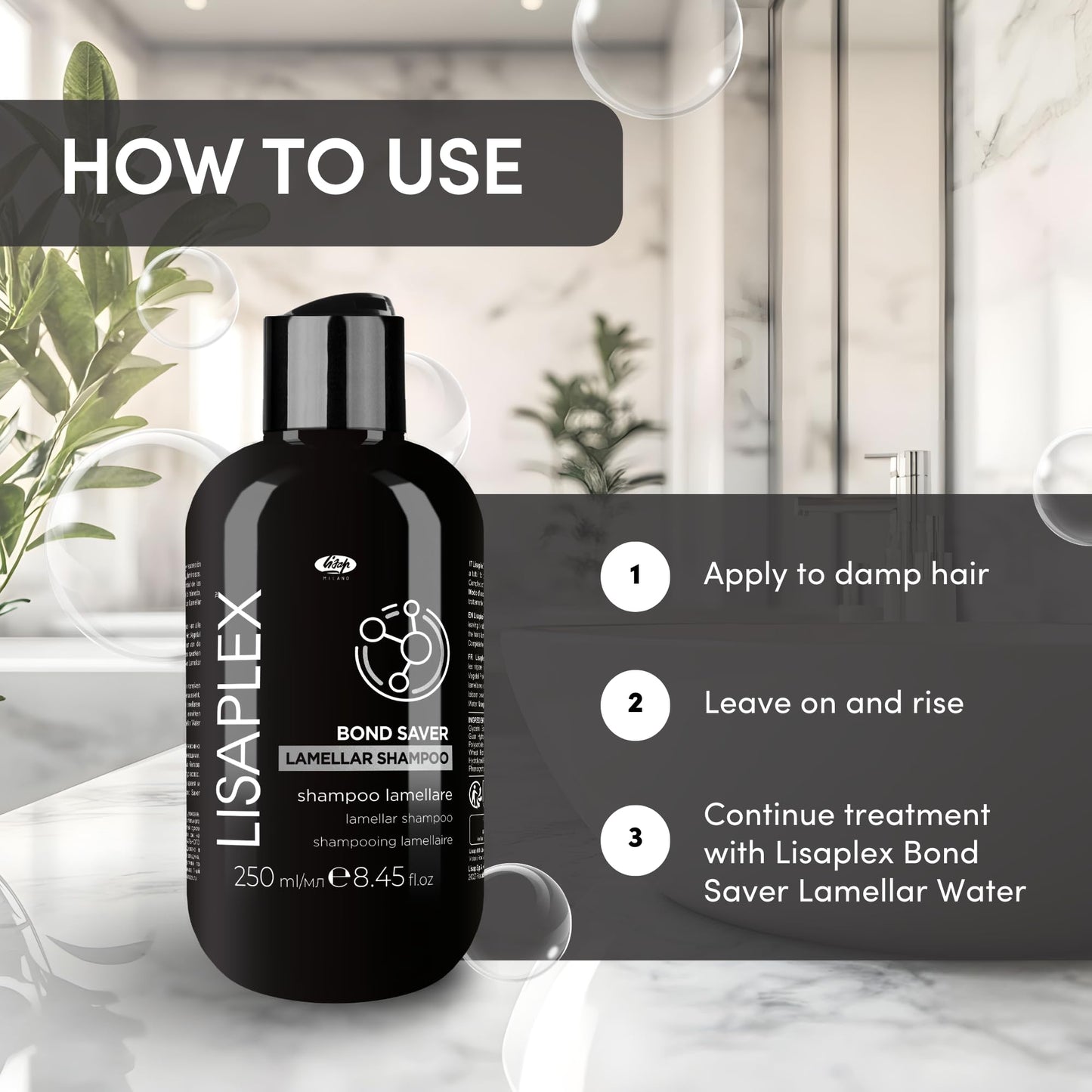 Lisap Lisaplex Bond Saver Lamellar Shampoo for All Hair Types - Damaged Hair Repair, Care & Strengthen, Sulfate Free, 8.45 fl oz Beauty & Personal Care Lisap