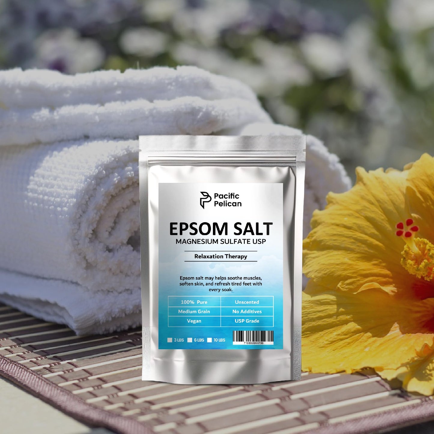 Pacific Pelican Epsom Salt for Bath & Foot Soaks - Stress Relief - Muscle Recovery - Skin Revitalization (10lb) Beauty and Personal Care Pacific Pelican