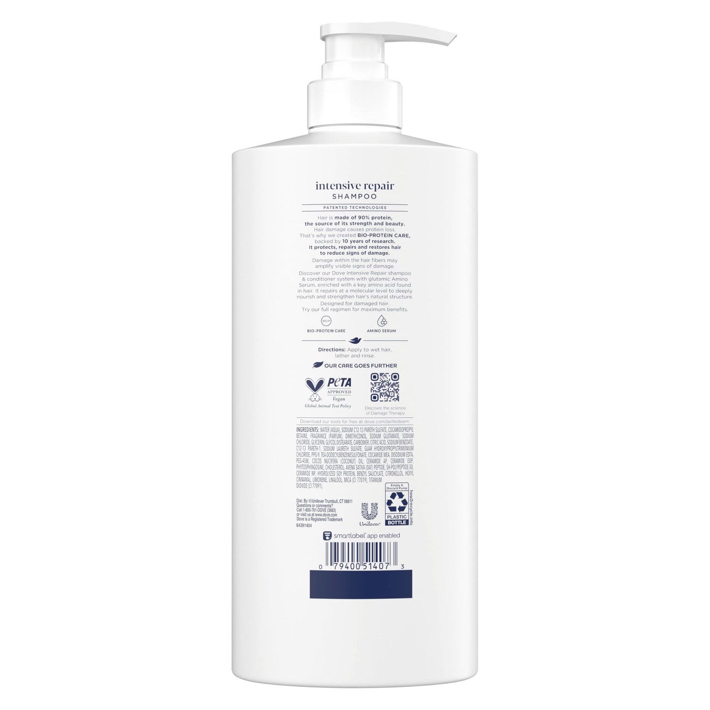 Dove Shampoo 4 Pack Intensive Repair for Damaged Hair with Bio-Protein Care Technology and Amino Serum 28 Fl Oz Beauty and Personal Care Dove