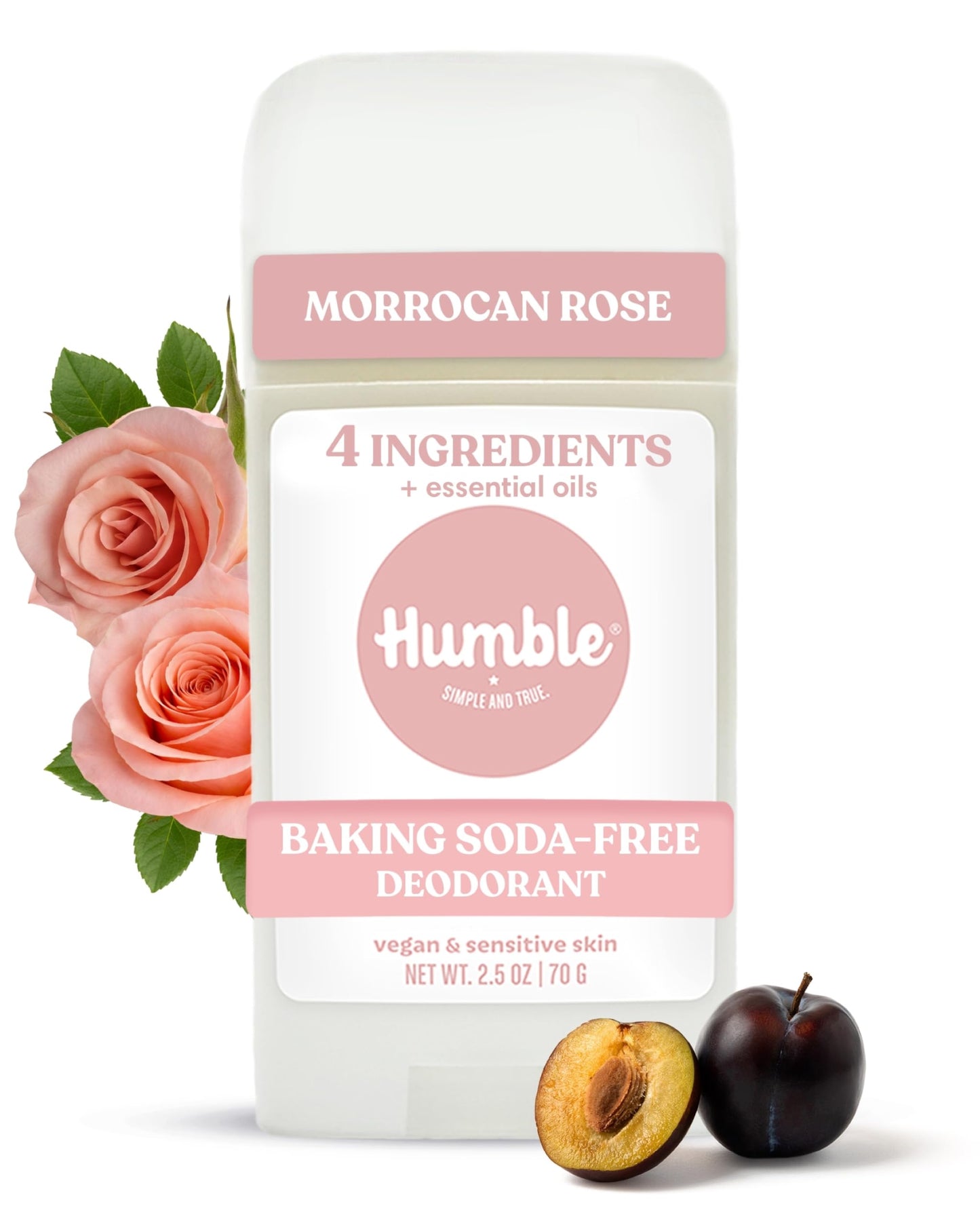 Humble Aluminum-Free Deodorant for Women & Men, Moroccan Rose - Baking Soda-Free Natural Deodorant Stick for Sensitive Skin with Essential Oils Beauty and Personal Care HUMBLE SIMPLE AND TRUE.