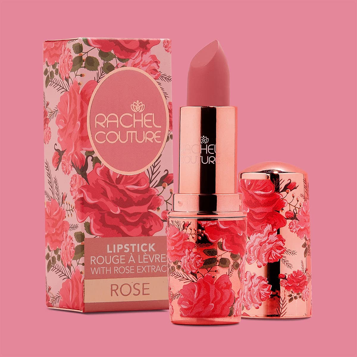 Rachel Couture Matte Lipstick with High Impact Color | Vegan & Cruelty Free | Infused with Rose Extract - 0.12 Oz - Rose Beauty & Personal Care Rachel Couture