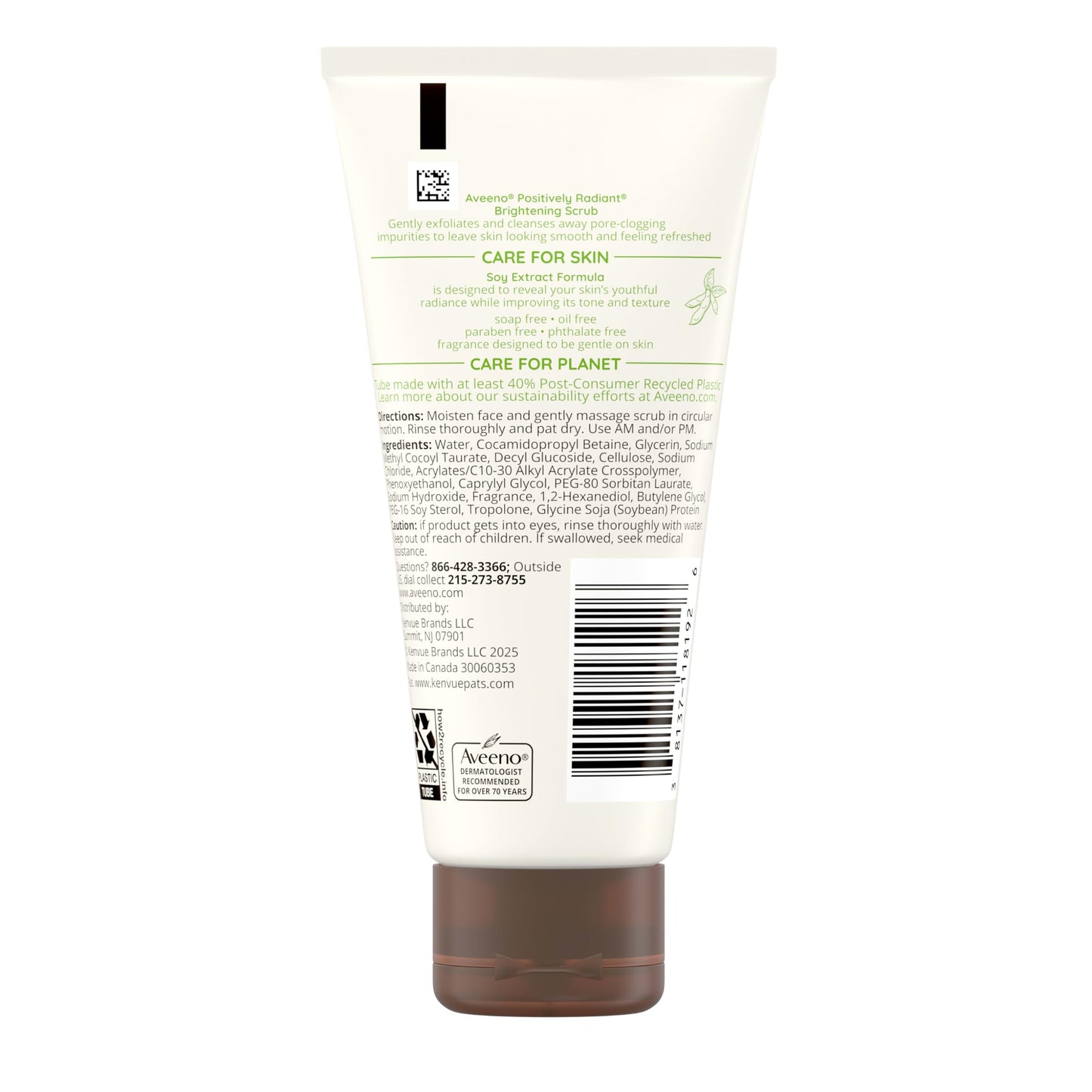 Aveeno Positively Radiant Skin Brightening Exfoliating Daily Facial Scrub, Moisture-Rich Soy Extract, helps improve skin tone & texture, Oil Beauty & Personal Care Aveeno