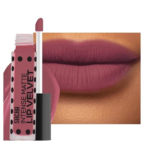 Sacha Cosmetics Intense Matte Lip Velvet Liquid Lipstick, Long-Lasting Velvet Matte Finish, 0.2 fl oz, Leading Lady Beauty & Personal Care Sacha Cosmetics
