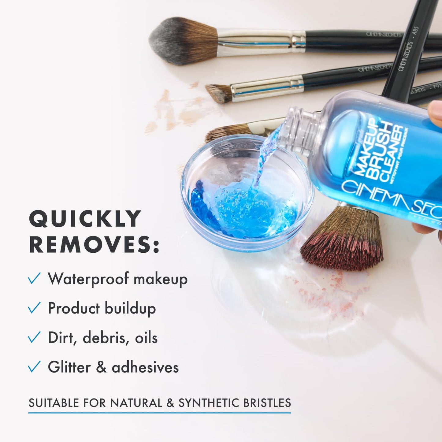 Cinema Secrets Original Blue Vanilla Makeup Brush Cleaner Solution - Professional Cleanser for Makeup Brushes - Quick-Drying, Rinse-Free Formula Beauty & Personal Care CINEMA SECRETS