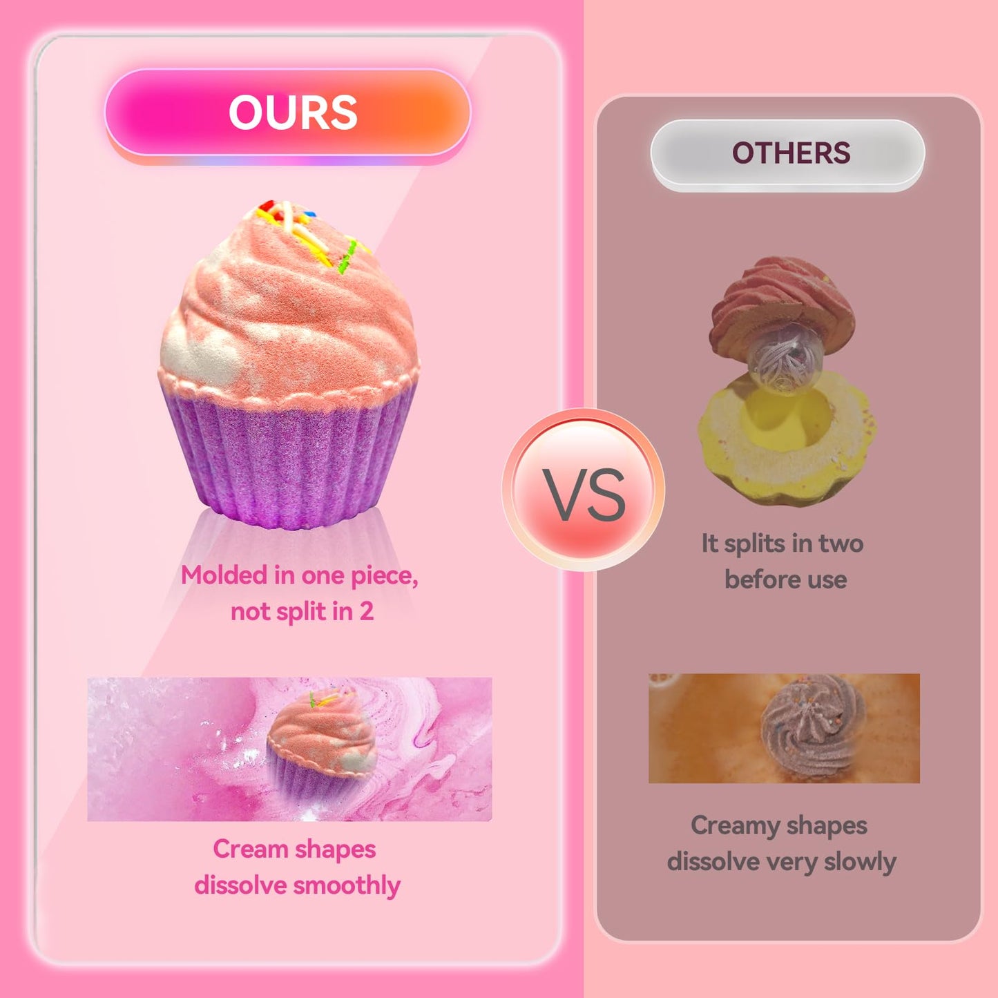 Bath Bombs for Kids with Surprise Jewelry Inside, 8 Cupcake Bath Bombs for Girls Gift Set, Handmade Fizzes Balls with Rich Bubble Bath, Ideal Beauty and Personal Care Excalla