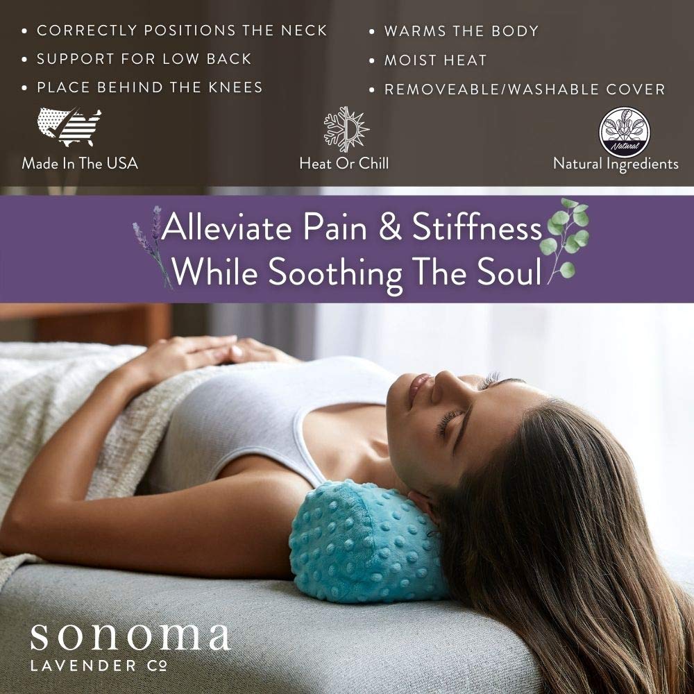 Sonoma Lavender Lavender Bolster Roll, Microwaveable, Hot/Cold, Relaxing Pain Relief, Neck, Back or Behind Knees, Removable/Washable Cover (Arctic Beauty and Personal Care Sonoma Lavender