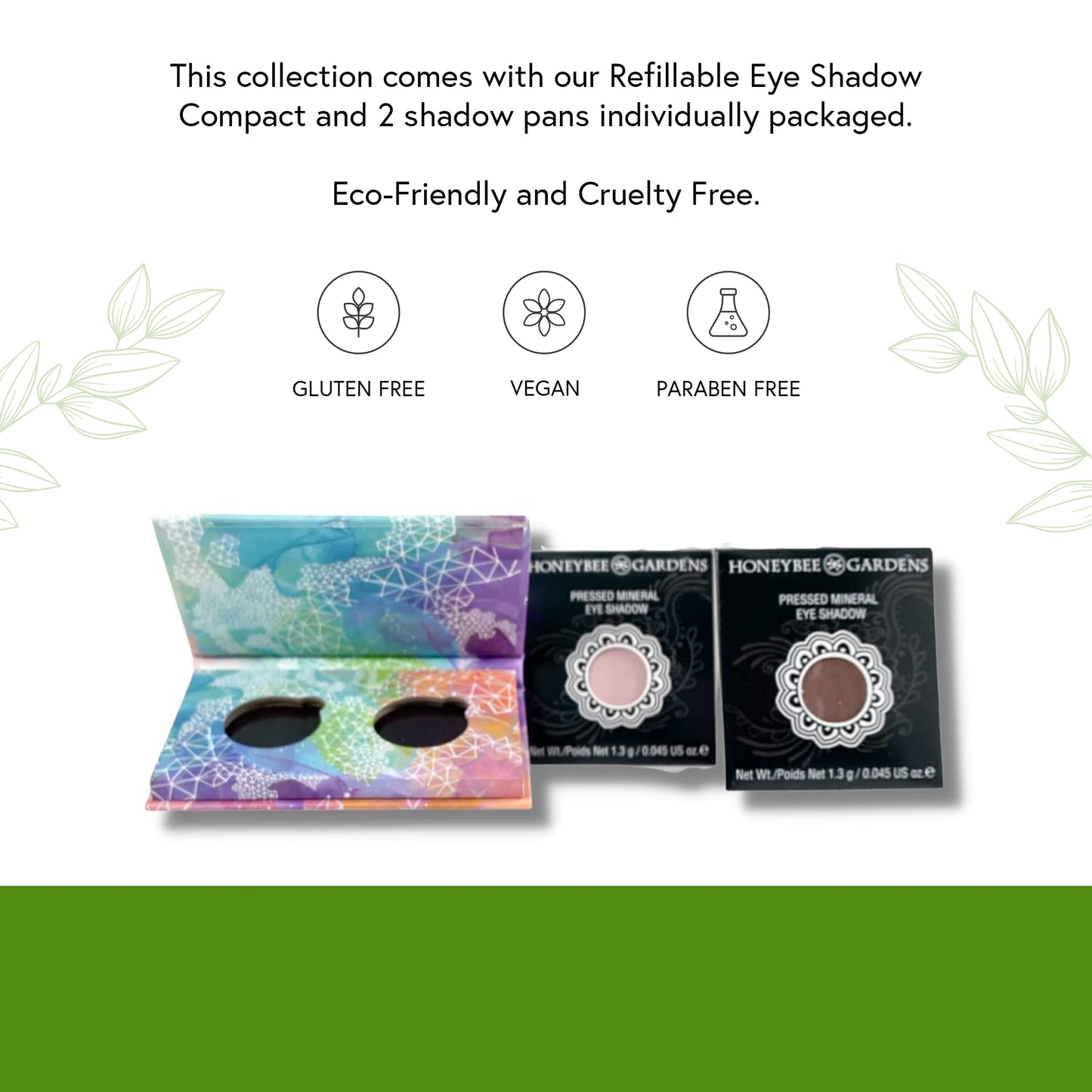 Honeybee Gardens Mini Skinny Duo Eye Shadow Compact in Tippy Taupe and Porcelain, Longlasting, Refillable & Customizable, Vegan, 26mm Pans Beauty & Personal Care Honeybee Gardens