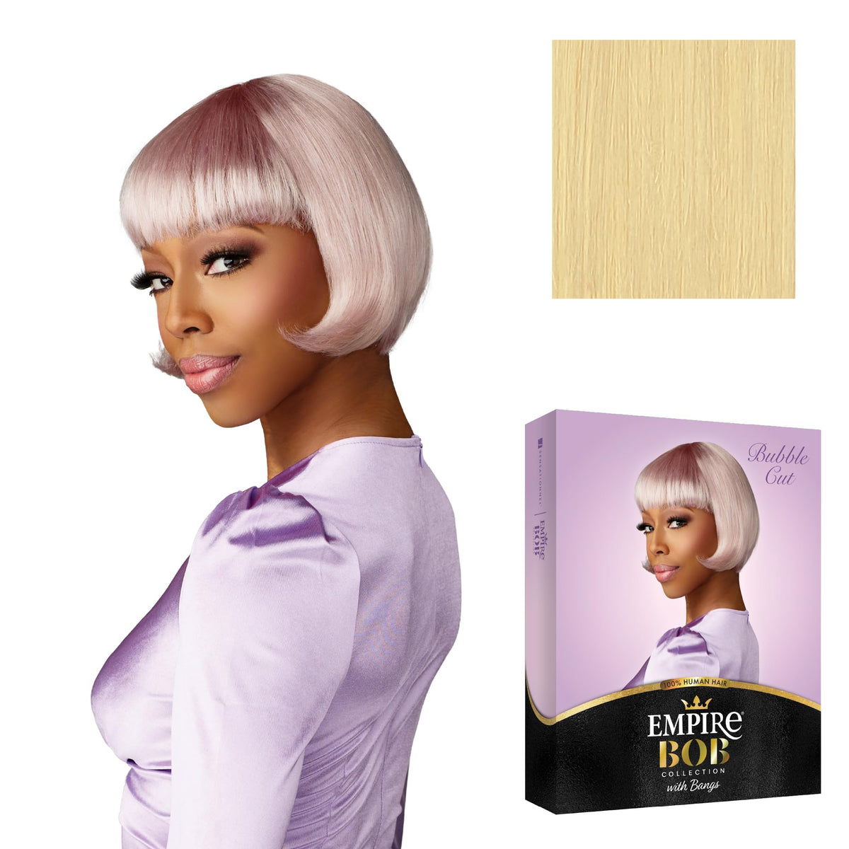 Sensationnel Empire Bob Humanhair Wig-Bubble Cut, BLEACHEDBLONDE