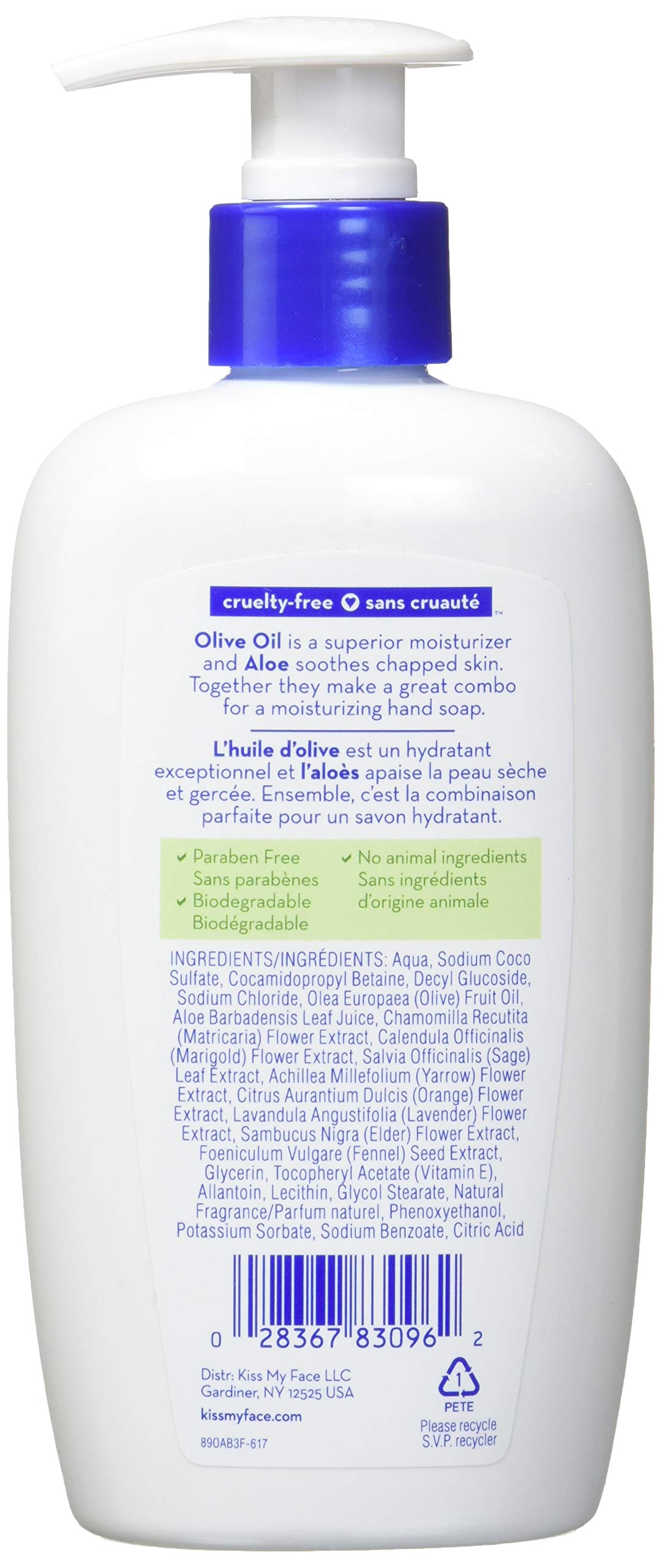 Kiss My Face Moisture Liquid Hand Soap - Vegan and Cruelty Free Hand Wash Soap - 9 fl oz Bottle with Pump Dispenser (Olive and Aloe, Pack of 6) Beauty & Personal Care Kiss My Face