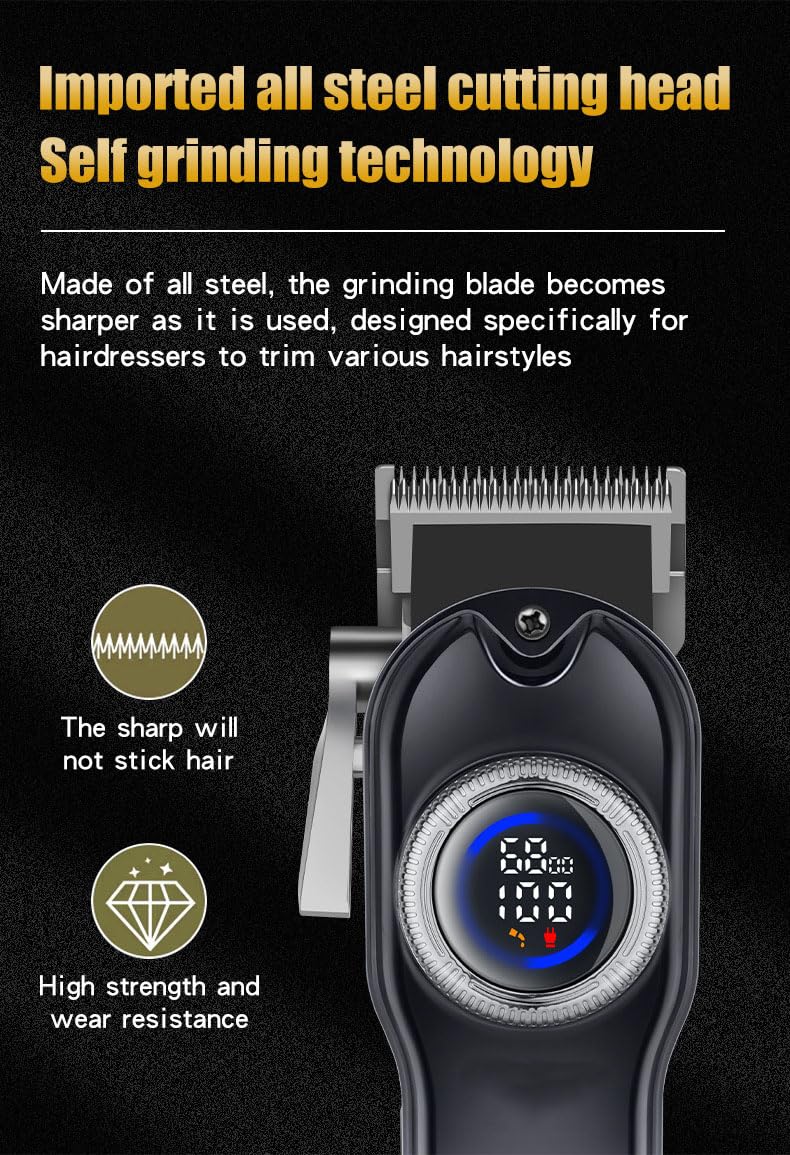 QDKVTNDJZ Electric Hair Clippers for Men, Professional Cordless Clippers and Trimmers Set with LED Digital Display,4 Limit Combs Rechargeable Hair Beauty and Personal Care QDKVTNDJZ