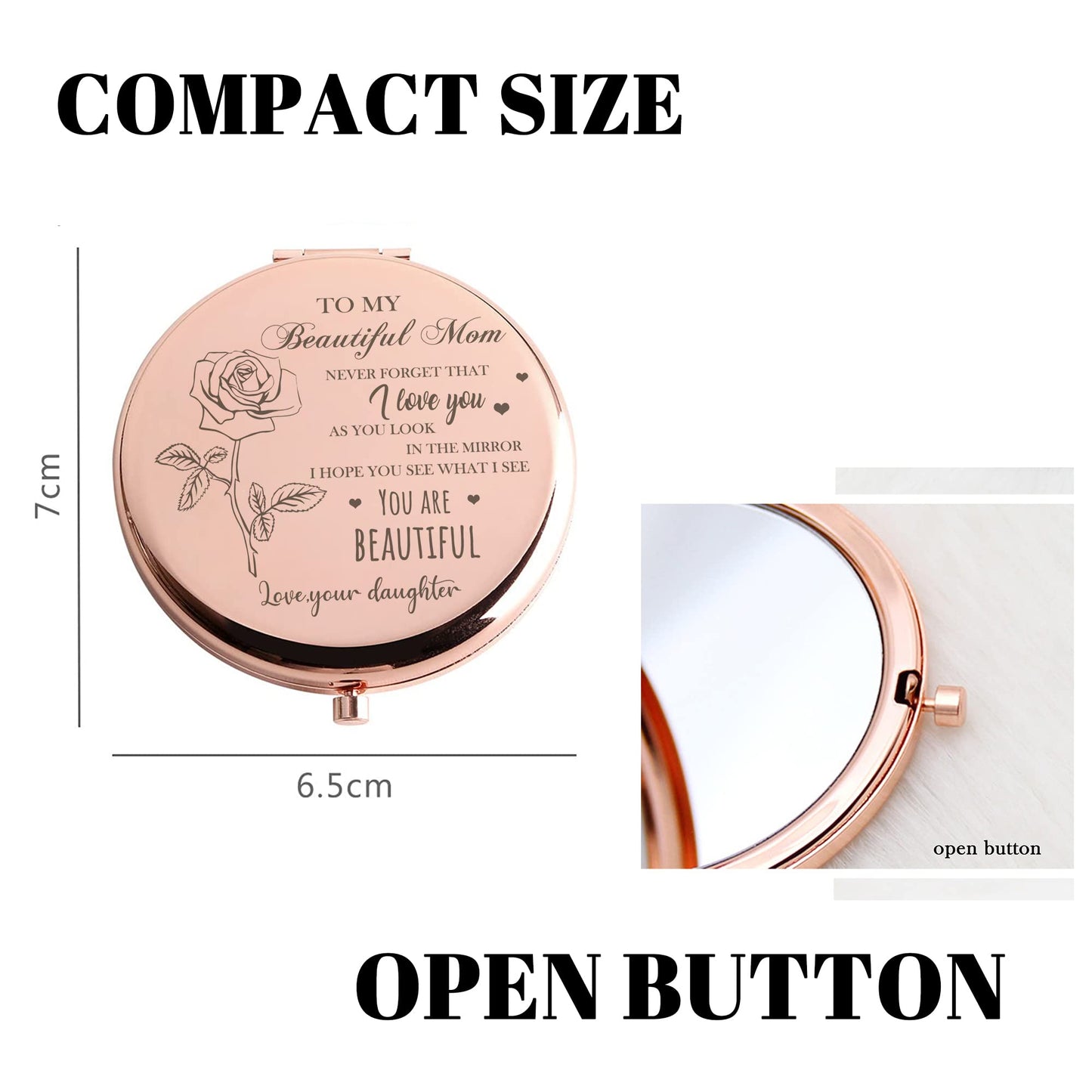 GAOLZIUY Compact Mirror Gifts for Mom from Daughter, Rose Gold Compact Mirror for Mother, Birthday Gifts for Moms Women from Daughter, Presents Beauty & Personal Care GAOLZIUY