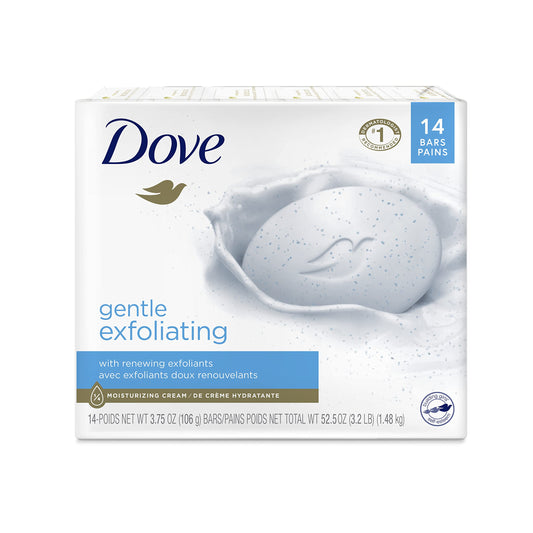 Dove Beauty Bar More Moisturizing Than Bar Soap Gentle Exfoliating With Mild Cleanser For Softer And Smoother Skin 3.75 oz Pack of 14 Beauty & Personal Care Dove