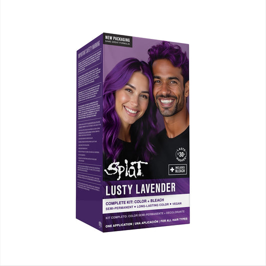 Splat Lusty Lavender Semi Permanent Hair Dye Kit with Bleach, 1 Application, Includes Purple Hair Dye, Oxide & Bleach Powder, Vegan & Cruelty Free Beauty & Personal Care Splat