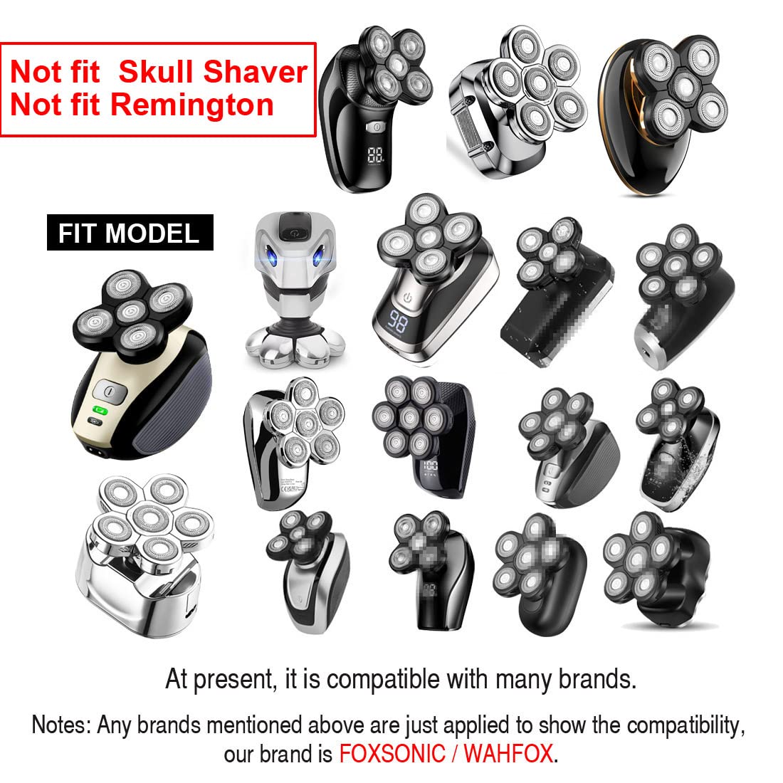 Universal 5 Blades Head Shaver Replacement Heads for Mainstream Shaver Brands, Eelectric Shaver Replacement Replacement Blades (5D Black) Beauty and Personal Care WAHFOX
