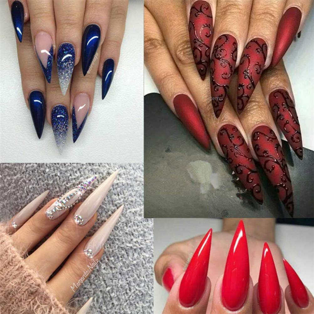 YIMART 500pcs Acrylic Medium Long Stiletto Nail Tips Easy Coffin Nails Sharp False Nail Art Tips For Nails Salon (White) Beauty & Personal Care Yimart