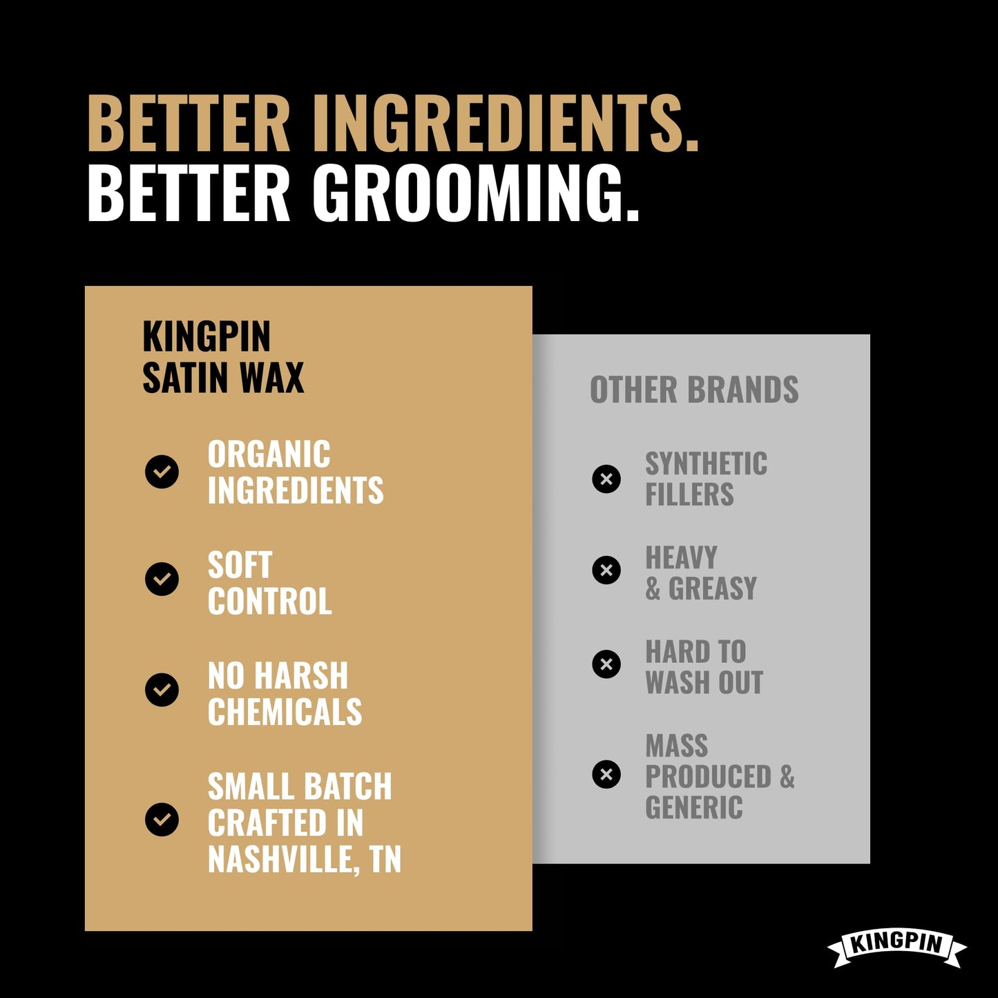Satin Cream Hair Wax for Smooth Styling - Medium Hold & Natural Finish - Lightweight, Non-Greasy Hair Pomade for Men, All-Day Control & Texture Beauty & Personal Care KINGPIN