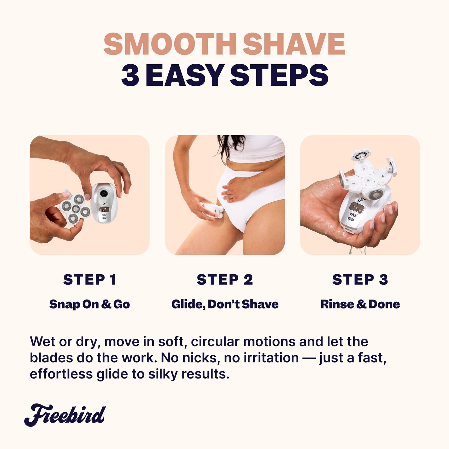 Freebird FlexSeries Electric Razor for Women - Silk Smooth Legs, Body Hair, & Pubic Shaver - for Private Area, Sensitive Skin, Bikini Trimmer (Shaver Beauty and Personal Care Freebird