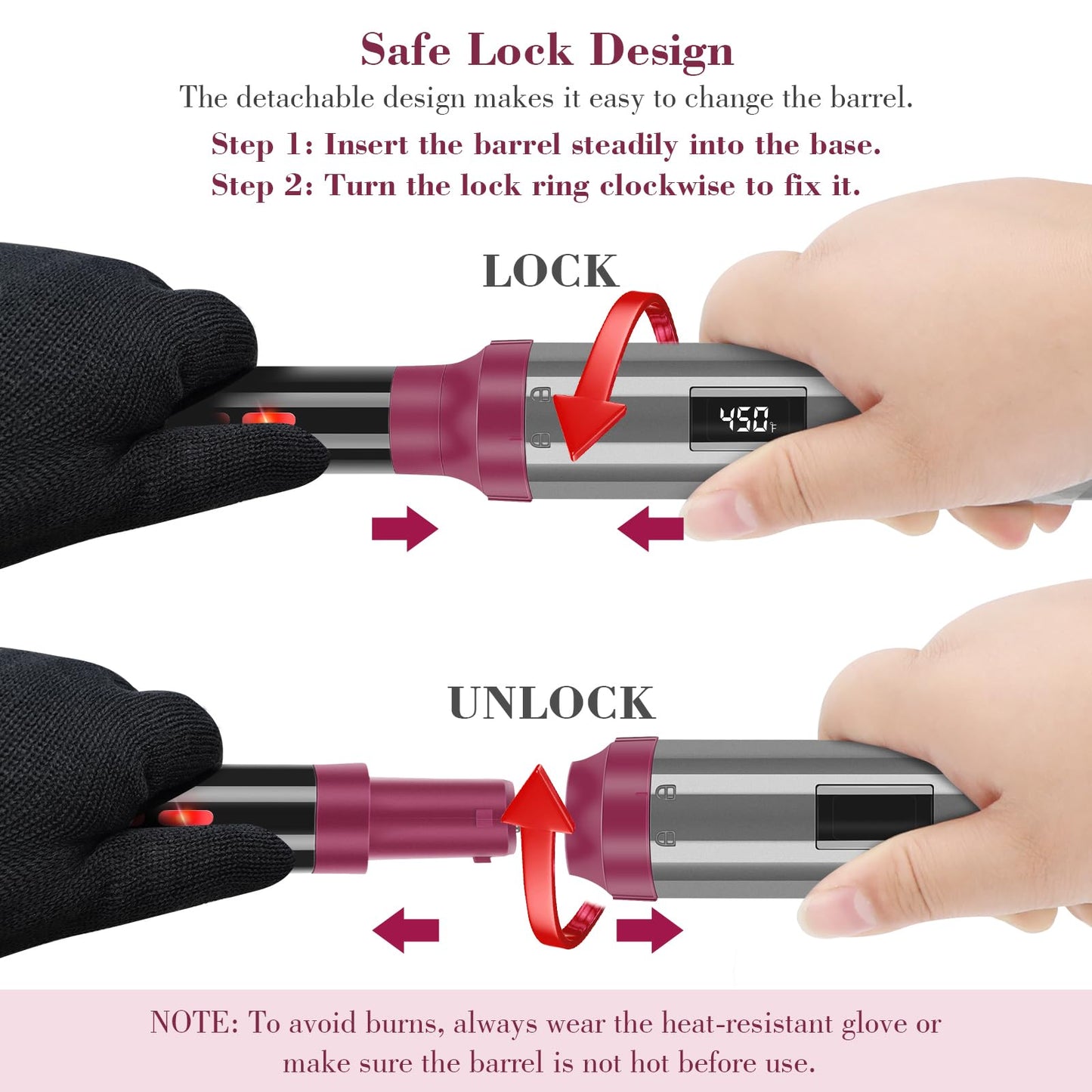 IG INGLAM Curling Iron Wand Set, 8 in-1 Interchangeable Ceramic Barrels with Infrared, Cucurbit, Tapered, Extended, 1in, 1 1/4 in, 3/4in Barrels Beauty & Personal Care IG INGLAM