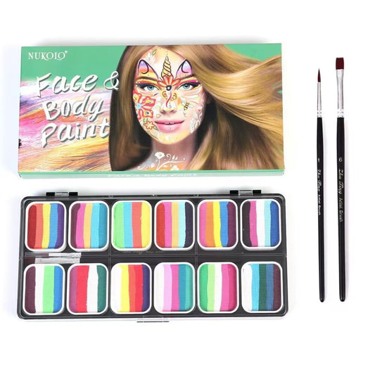 12 color rainbow bar color palette, human body color paint, washable stage makeup color paste Beauty & Personal Care SHNHUIYUA