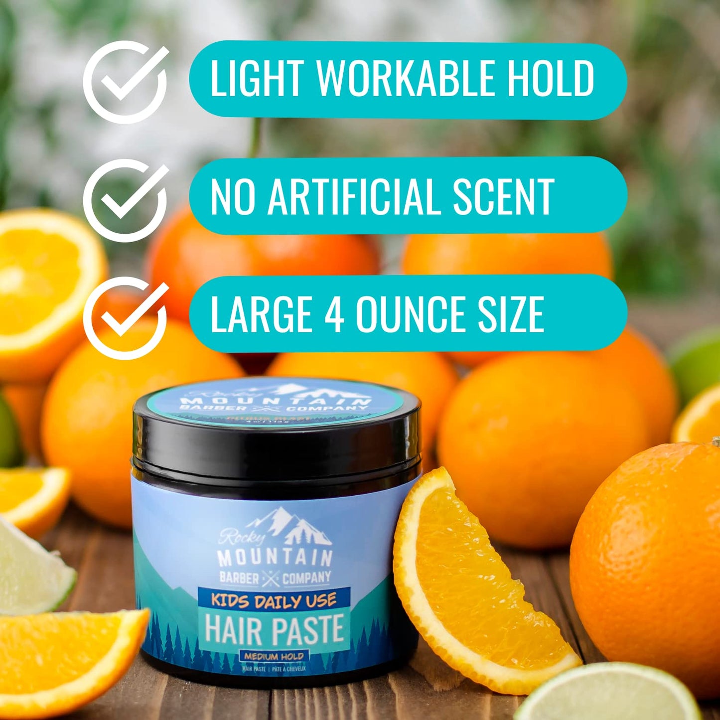 Rocky Mountain Barber Company Kids Hair Styling Paste for Boys - Large 4 oz Tub - Medium Hold Gel for All Hairstyles - Citrus Scent Beauty & Personal Care Rocky Mountain Barber Company