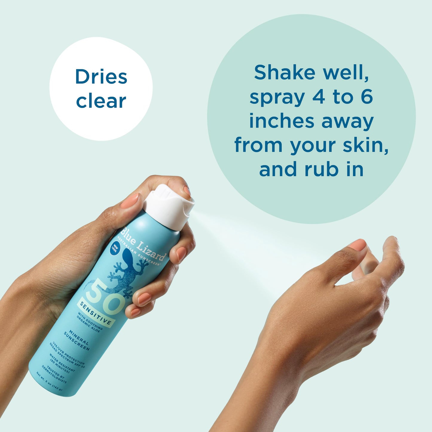 Blue Lizard Sensitive Mineral SPF 50 Spray, Dermatologist-Recommended Brand, Broad-Spectrum UVA/UVB Protection, Water-Resistant, Zinc Oxide Formula, 5 Beauty & Personal Care BLUE LIZARD