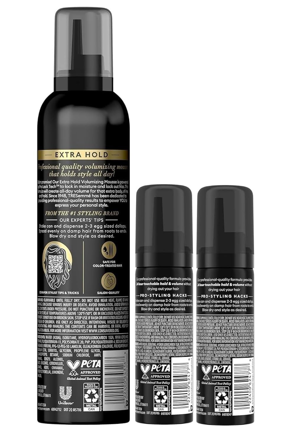 TRESemmé Extra Hold Volumizing Mousse Set - 24H Touchable Hold Hair Mousse for Volume & Sculpting - Includes Two Travel Size 2 oz Bottles + One Full Beauty & Personal Care TRESemmé