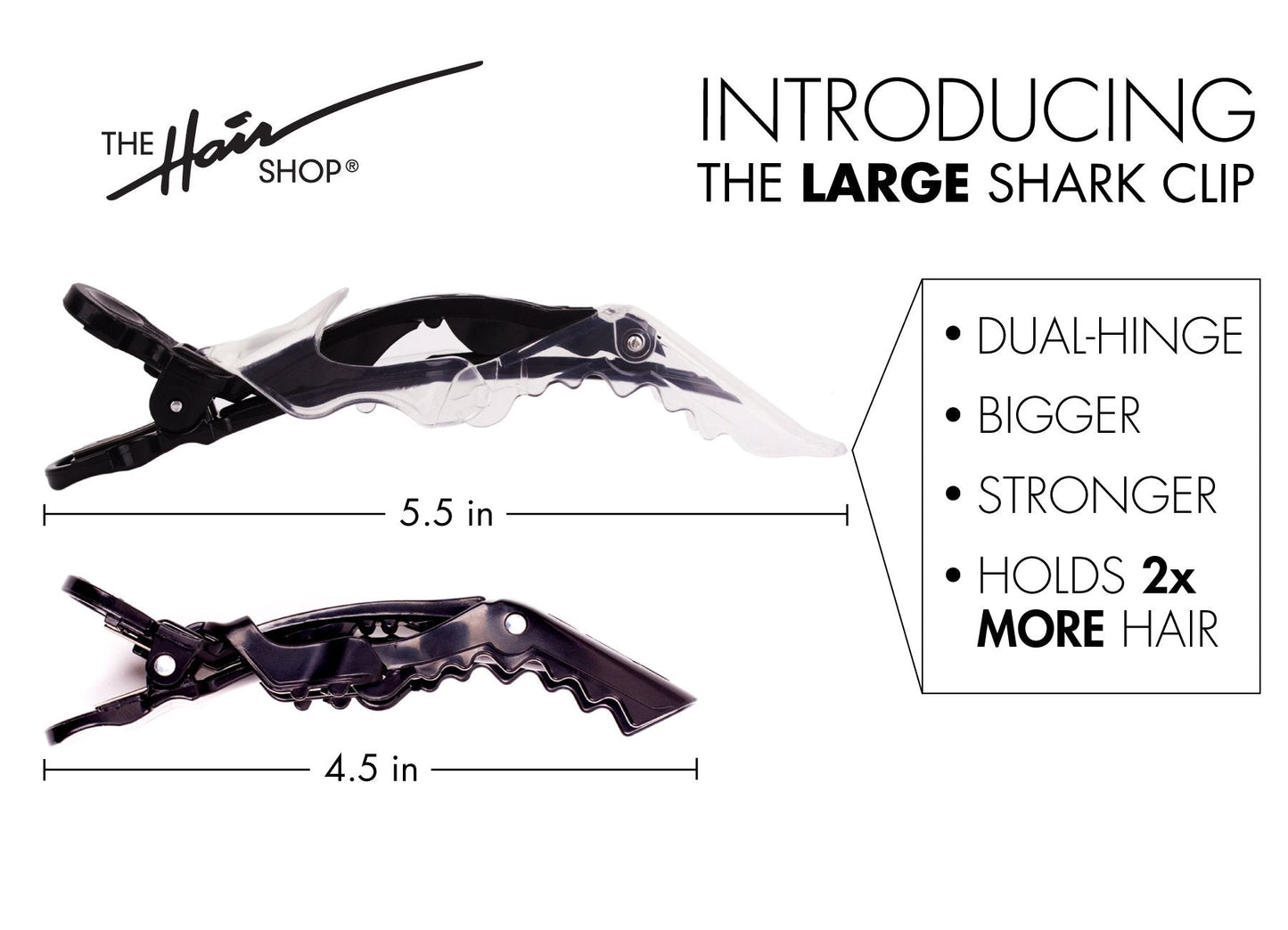 The Hair Shop Large Shark Clip | Enhanced Croc Crocodile Alligator Grip Clip (2nd Generation)| Sectioning Tool for Women | US Patented | Professional Beauty & Personal Care The Hair Shop