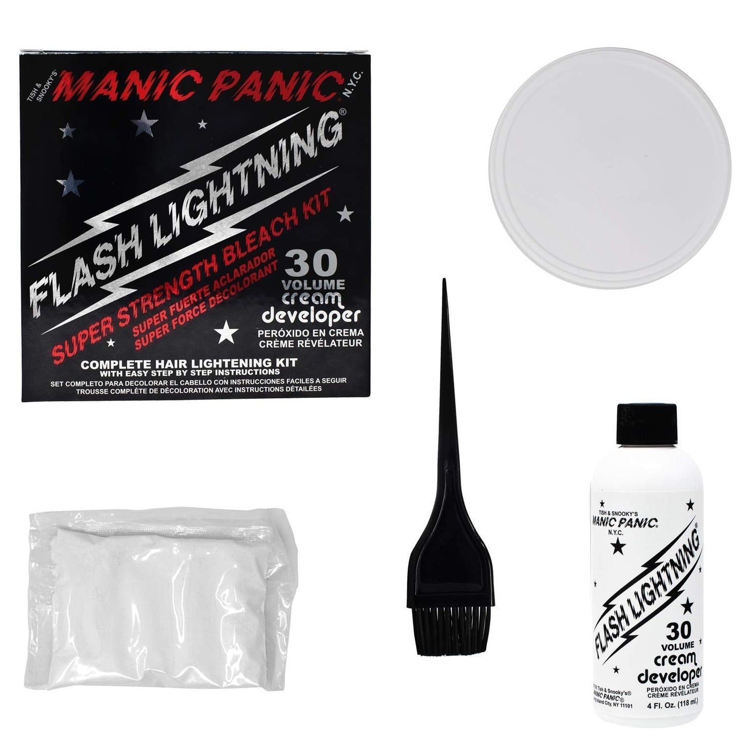 MANIC PANIC Flash Lightning Hair Bleach Kit - Bleach Powder + 30 Volume Developer - Hair Lightener for Dark Shades - Lifts Up to 5 Levels - Achieve Beauty & Personal Care MANIC PANIC