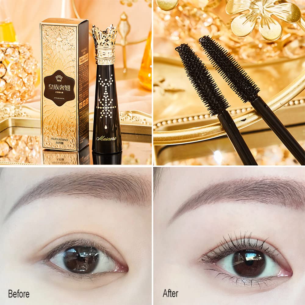 4D Silk Fiber Lash Mascara Waterproof, Liquid Lash Extension Crown Mascara Black Volume and Length, Long Lasting, Thickening & Lengthening, All Day Beauty & Personal Care KlsyChry
