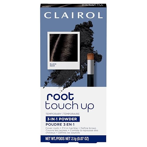Clairol Root Touch-Up Temporary Concealing Powder, Black Hair Color | Ammonia Free | Instantly Cover Roots + Define Eyebrows | On-the-Go Compact Beauty & Personal Care Clairol