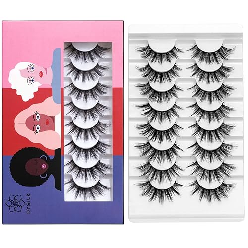 DYSILK Eyelashes Natural Look - 8 Pairs 5D Lashes 17mm - Mink Eyelashes Fluffy Lashes Pack Cat Eye Soft Reusable Beauty & Personal Care DYSILK