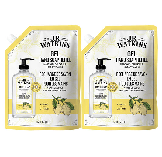 J.R. Watkins Gel Hand Soap Refill, Moisturizing Hand Wash, Formulated with Plant-Based Cleansers, Alcohol-Free, Cruelty-Free, Lemon, 34 Fl Oz, 2 Pack Beauty and Personal Care J.R. Watkins Default Title