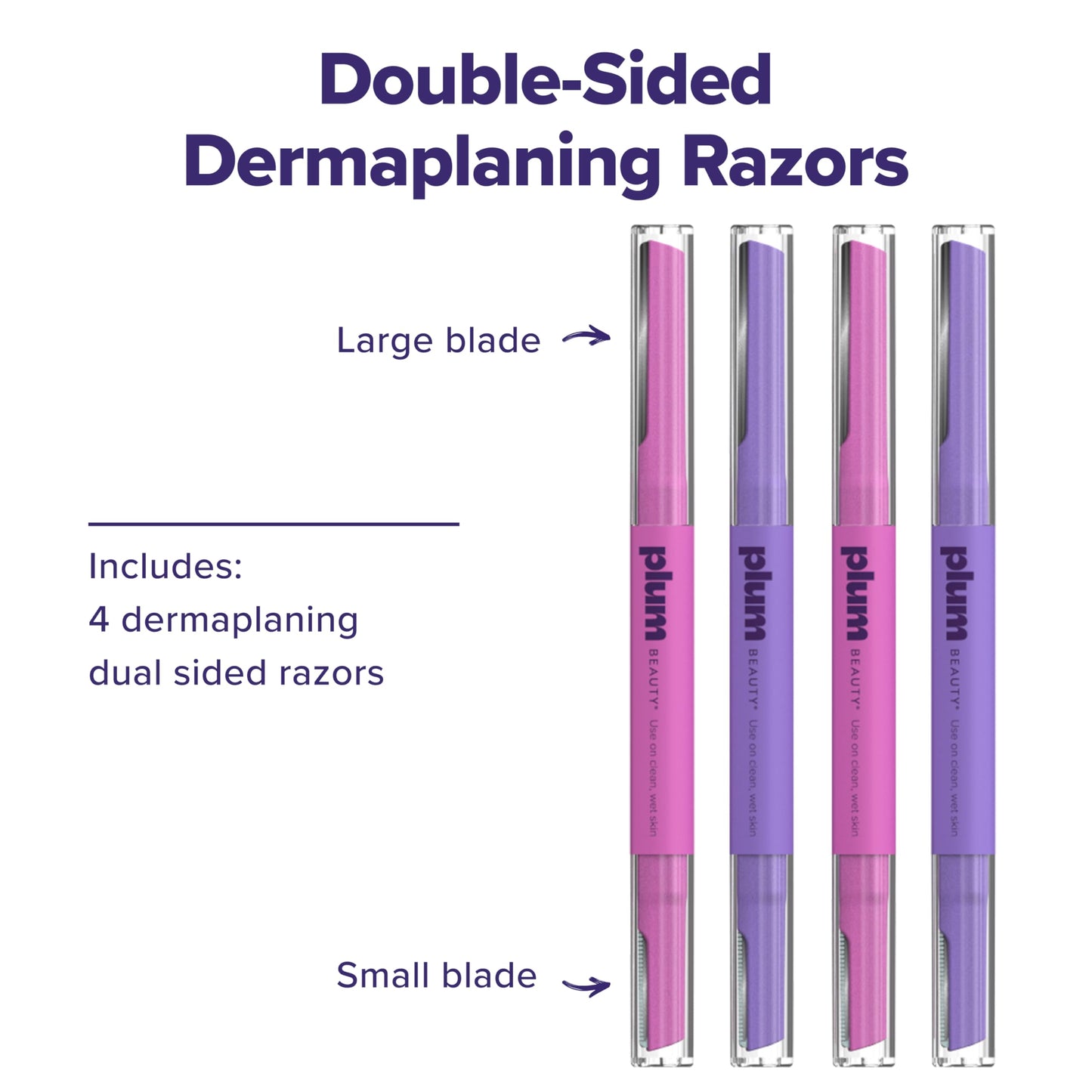 Plum Beauty Double-Sided Dermaplaning Razors (4-Pack) - Womens Facial Razors Beauty and Personal Care Plum Beauty
