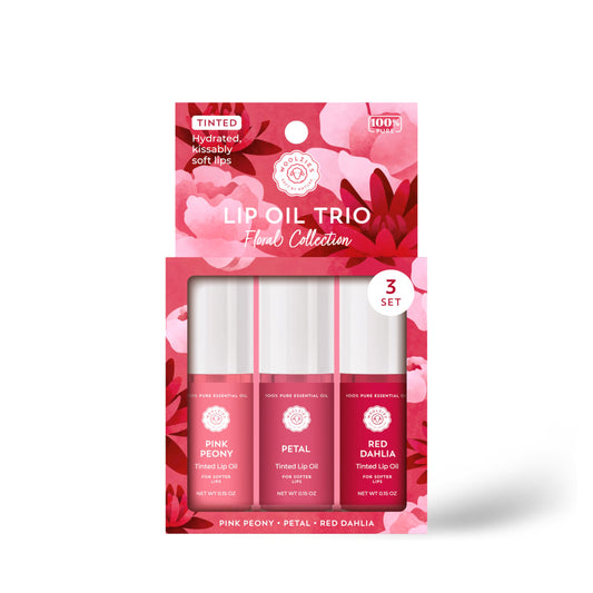 Woolzies All-Natural Lip Oils - Flavored Assortments - Moisturizing with Beautiful Tints Set of 3 (3 Pack, Floral Collection) Beauty and Personal Care Woolzies