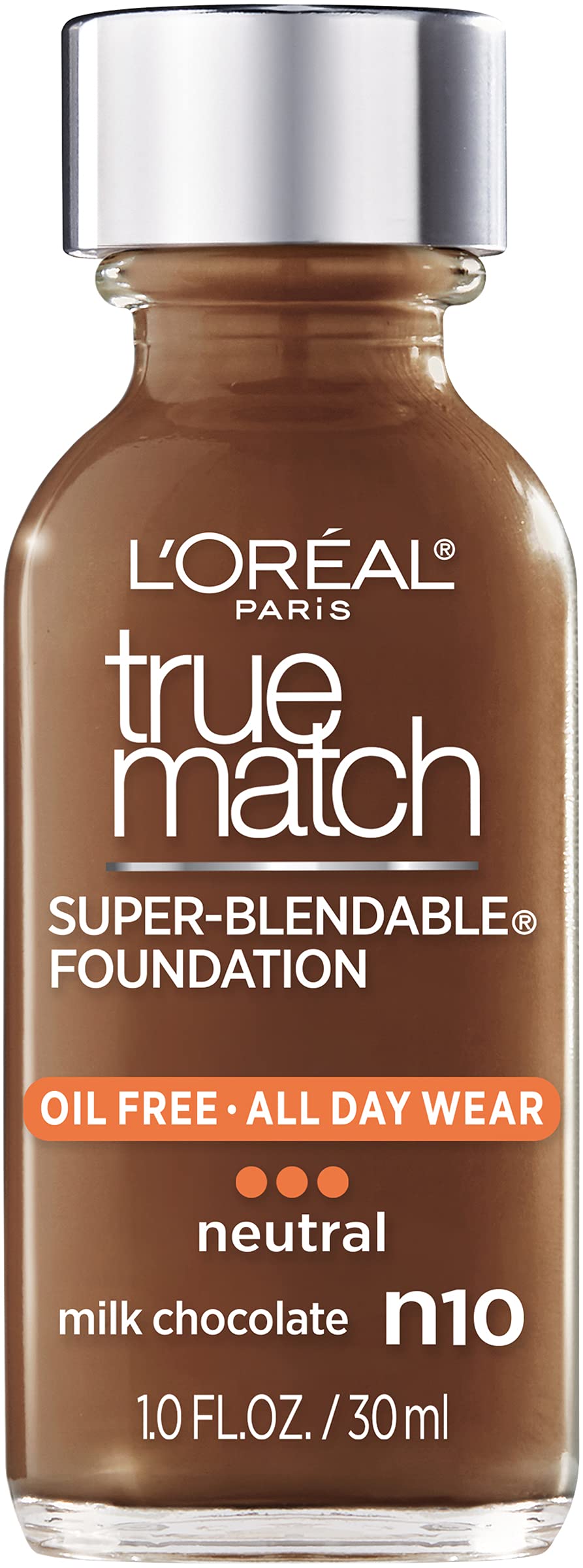 L’Oréal Paris Makeup True Match Super-Blendable Liquid Foundation, Milk Chocolate N10, 1 Fl Oz,1 Count Beauty & Personal Care L'Oreal Paris