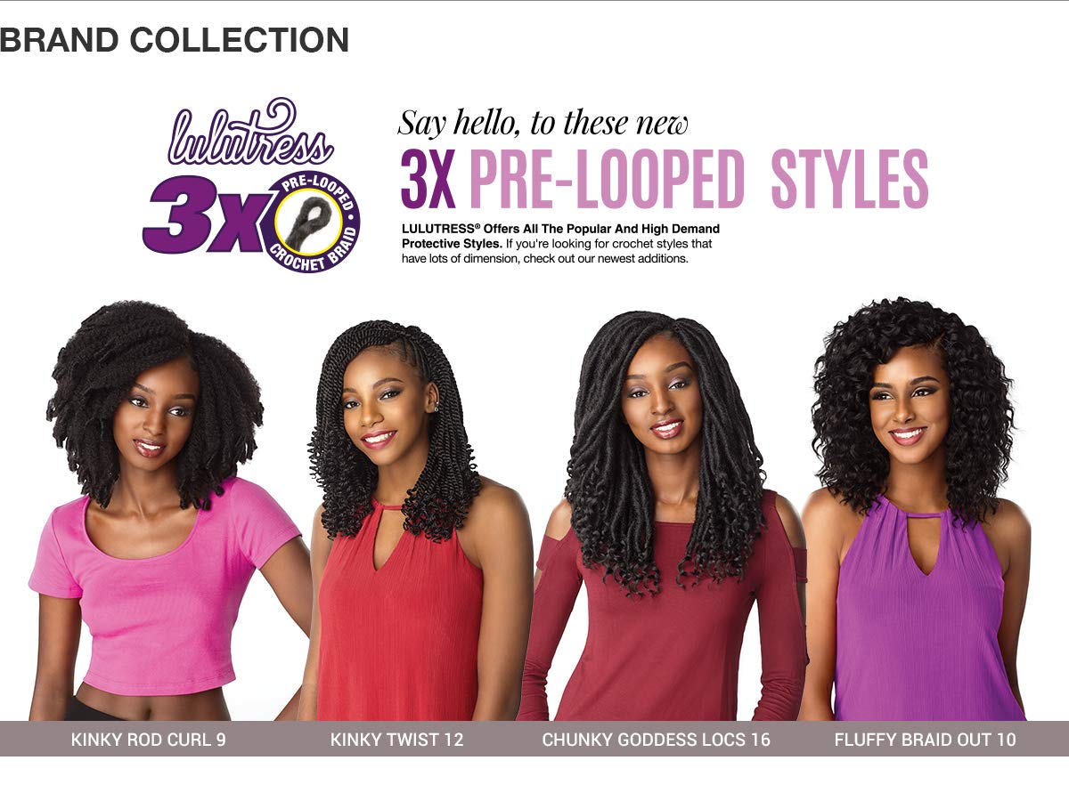 Sensationnel Lulutress Crochet Braiding Hair-3X Kinky Twist 12in,SM1B/30