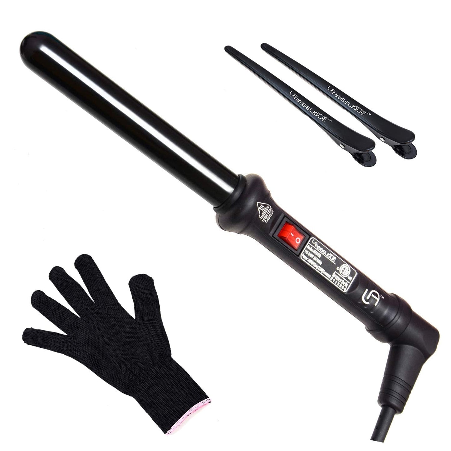 Le Angelique 1 Inch Ceramic Curling Wand for Beach Waves, Short & Long Curls - 25mm Professional Clipless Curler Iron with Glove and 2 Clips | 450F Beauty & Personal Care Le Angelique
