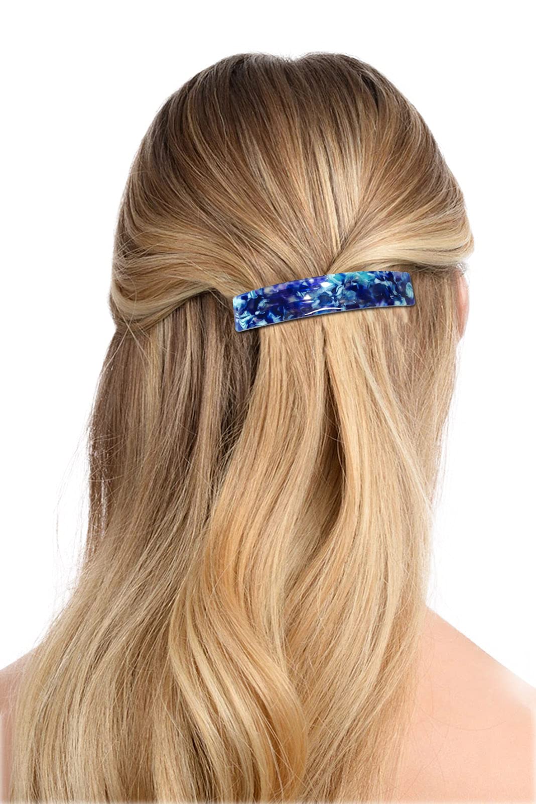HYFEEL Large French Barrettes for Women Fine Thick Hair, Classic Tortoise Shell Hair Clips Wide Curved Celluloid Ponytail Holder Clamp Fashion Hair Beauty & Personal Care HYFEEL