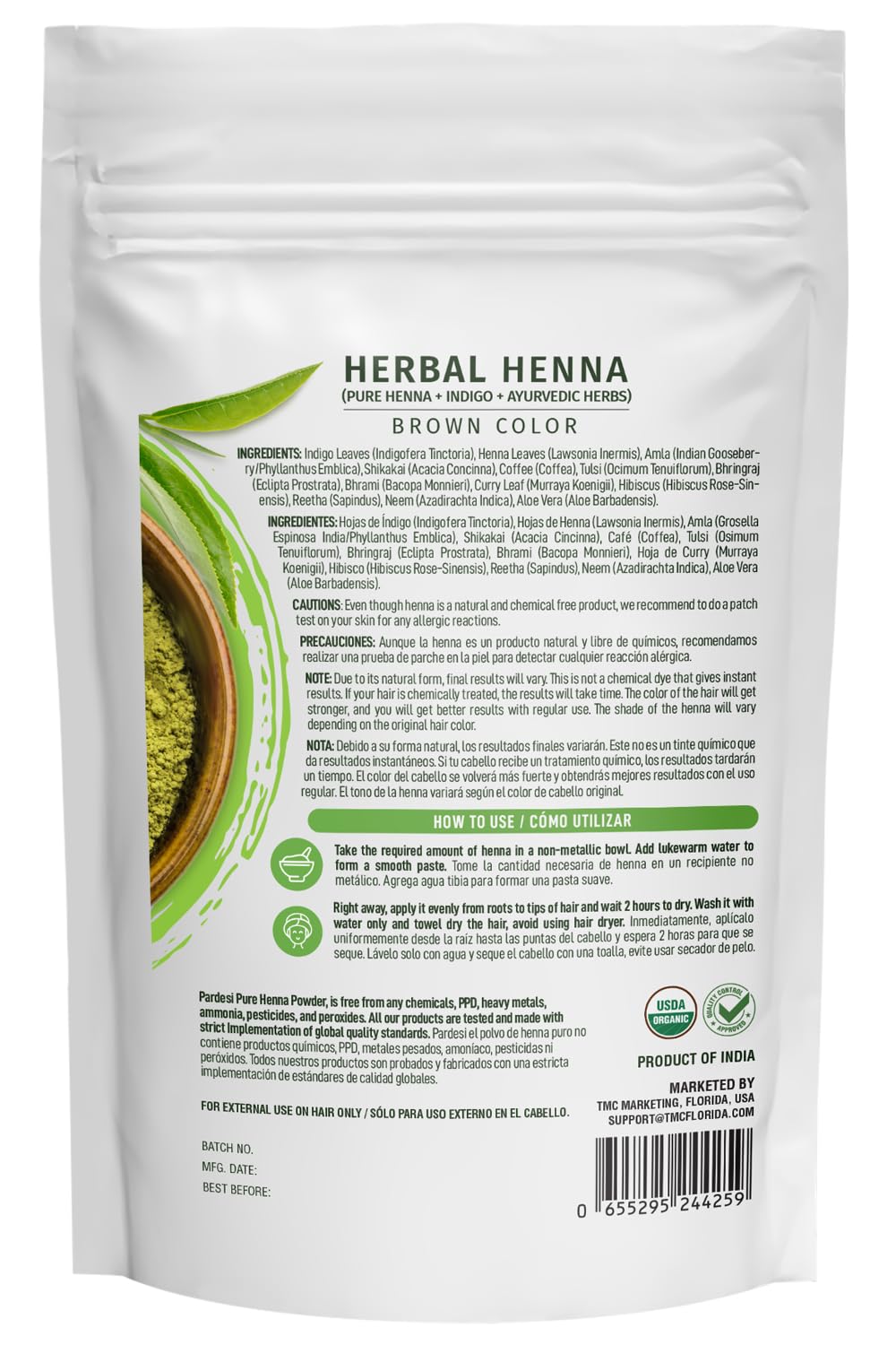 Pardesi Organic Henna Brown 200g - Natural Hair Color & Conditioning Treatment | Halal, Non-GMO, Vegan | Chemical-Free Beauty & Personal Care PARDESI