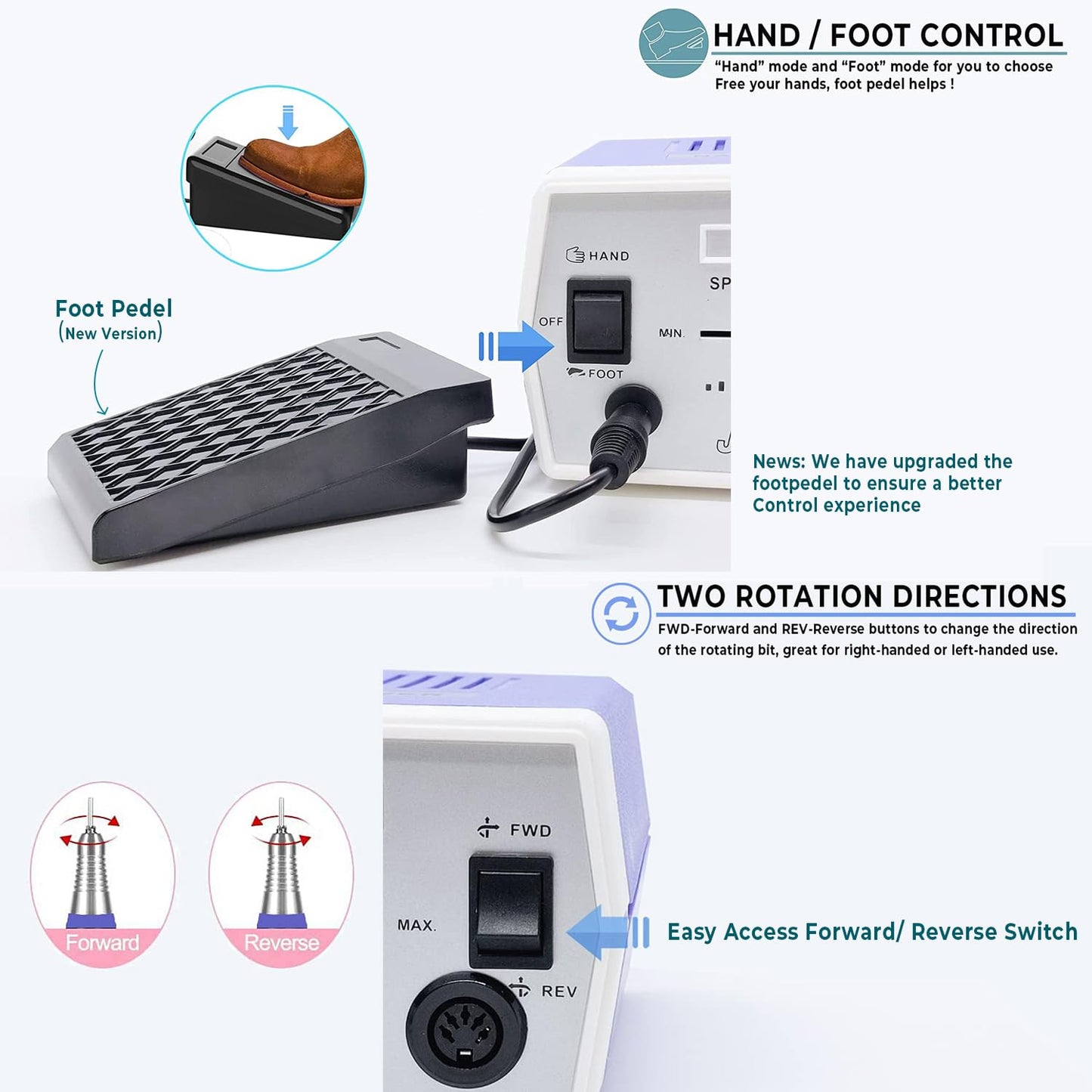 Véfaîî Upgraded Nail Drill Electric Nail File, JD700 Nail Drills for Acrylic Nails Professional 30000RPM Manicure Tools Acrylic Nail Drill for Nail Beauty & Personal Care Véfaîî