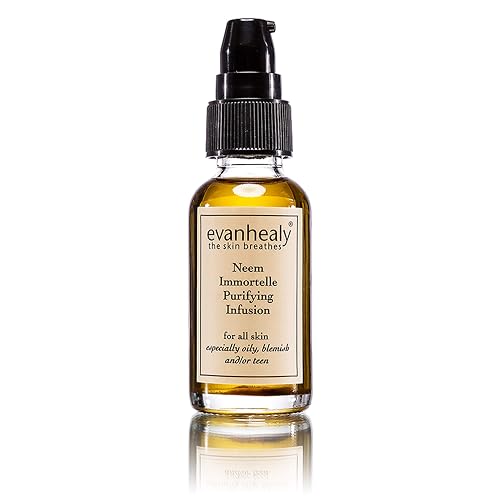 evanhealy Neem Immortelle Purifying Infusion | Facial Oil Serum & Cleanser for Congested & Sensitive Skin | Pore Minimizer Serum for Face | Balancing Beauty & Personal Care evanhealy